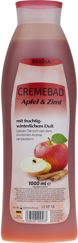 Ухаживающая пена для ванн Яблоко корица Regina  Pflegebad Apfel-Zimt 1000мл (4068400000583)